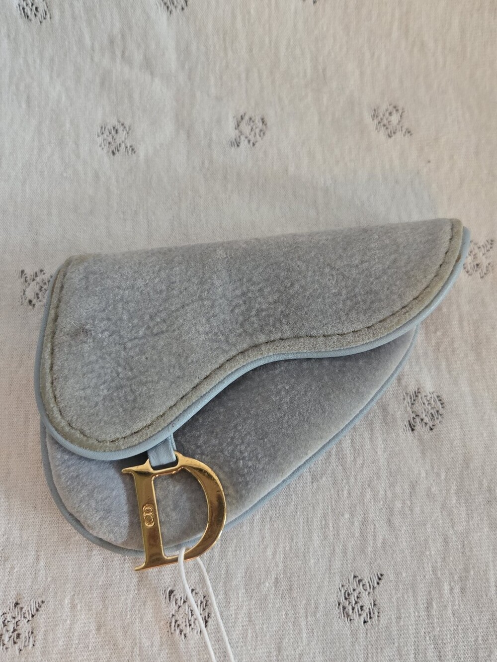 Dior Light Blue Velvet Saddle Coin Purse or Small Belt Bag